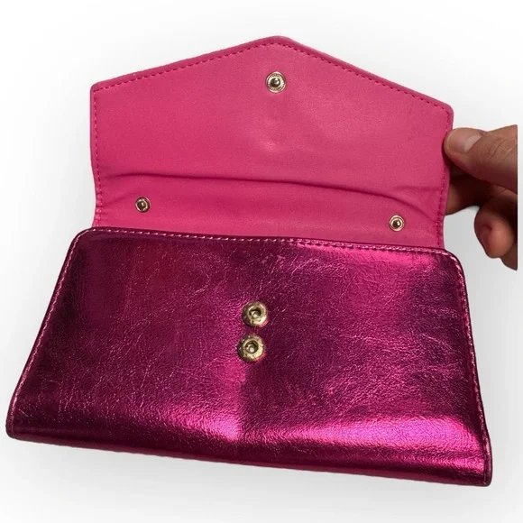 EUC A New Day Metallic Pink Wallet – Snap Closure, Card Slots, Zip Pocket - Picture 3 of 8